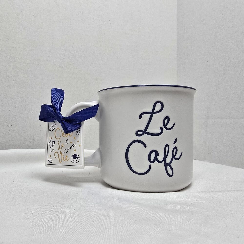 Sunday Morning Ceramics Le Cafe 17 Oz Coffee Tea Mug Gift French Bakery Gift NEW